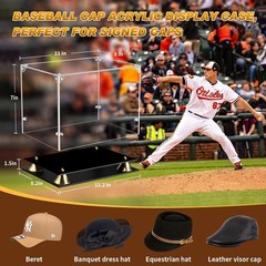 Hat Display Case, Acrylic Baseball Cap Display Box, UV Fade Protection, Solid