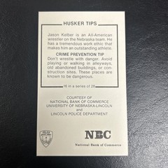 1990-1991 Nebraska Cornhuskers Huskers Police Safety Jason Kelber #16