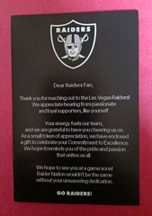 Las Vegas Raiders Football Helmet Photo Fan Message Card 6&Prime; x 4&Prime;