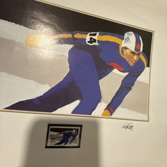 1980 Lake Placid Winter Olympics Cunningham Signed Prints USPS Stamps Rare