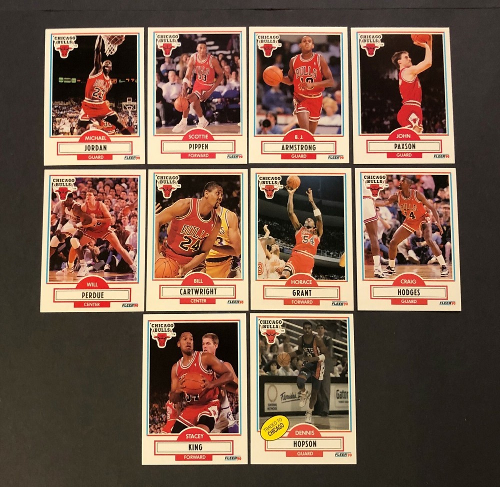 1990-91 Fleer Chicago Bulls Complete Team Set Michael Jordan Pippen Paxton