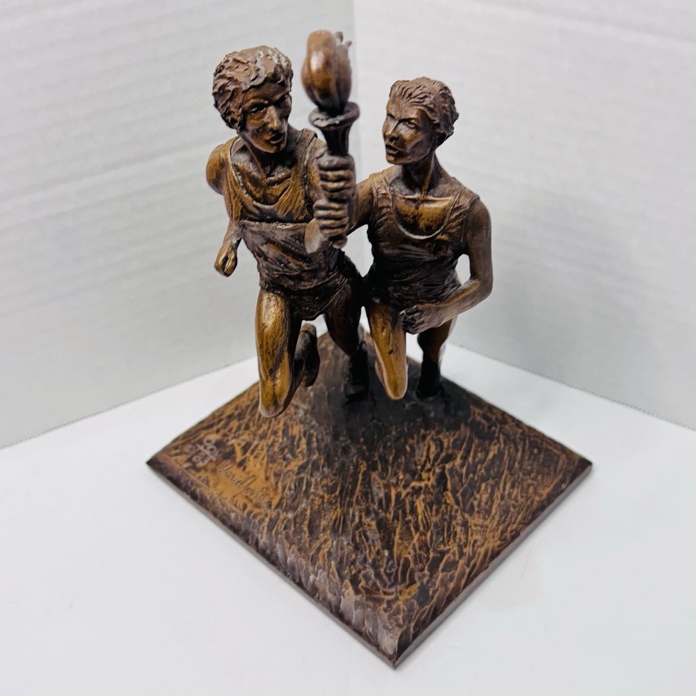 1983 Olympic Game Torch Bearers Sculpture Figurine Marcel Jovine – 10 Inches