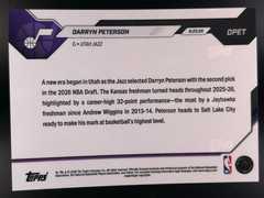 Darryn Peterson 2025-26 NBA Draft Topps Now #DPET 2nd Overall RC PR: 23790