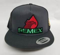 PEMEX DURANGO HAT DARK GREY MESH TRUCKER 2LOGOS SNAP BACK ADJUSTABLE NEW