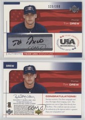 2004 USA Baseball 25-Year Anniversary Signatures Black Ink Tim Drew Auto r9d