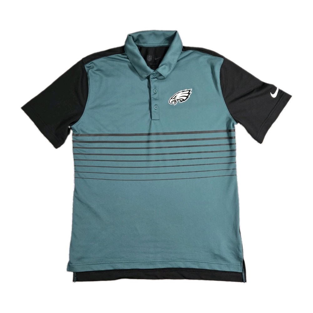 Mens Nike DriFIT Philadelphia Eagles Polo Shirt Medium Green Black NFL