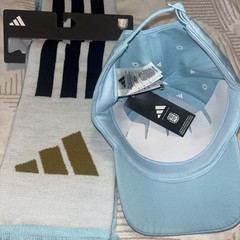 NEW adidas Argentina AFA Soccer Cap & Scarf Argentina Light Blue World Cup Set!!
