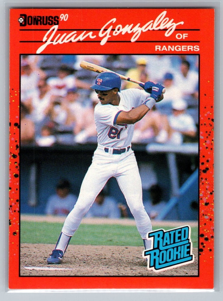 1990 Donruss – Rated Rookie Juan González #33 Reversed Negative (RC)