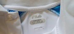Vtg Fila Polo Shirt Pacific Life Open White And Blue XS embroidered Logos Womens