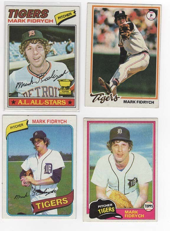 MARK FIDRYCH 1977 TOPPS ROOKIE #265 + 1978 #45, 1980, 1981 DETROIT TIGERS