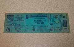 NY Rangers 1/4/1976 Full Ticket v Toronto Vadnais FINAL HAT TRICK Rod Gilbert 4p
