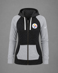 Nike Pittsburgh Steelers Women&rsquo;s Small Full Zip Hoodie Gray Black NFL Sweatshirt