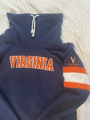Champion Virginia Cowl Neck Sweatshirt Size XL Navy With White And Orange