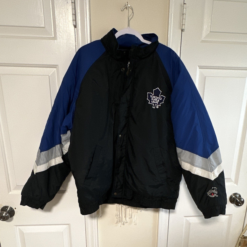 Toronto Maple Leafs NHL Hockey Jacket Black Blue Gray White Ravens Authentic LG