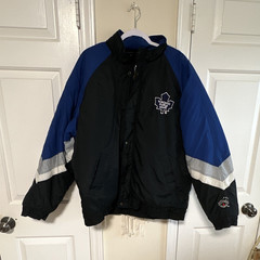 Toronto Maple Leafs NHL Hockey Jacket Black Blue Gray White Ravens Authentic LG