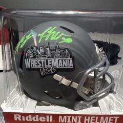 Riddell WWE WrestleMania Vegas Mini Helmet Signed Rhea Ripley & IYO SKY /5