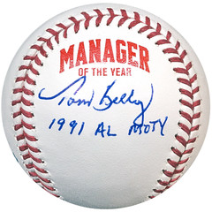 Tom Kelly Autographed Exclusive Manager Of The Year Baseball w/ 1991 AL MOTY