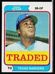1974 Topps Traded #538T Cesar Tovar Texas Rangers