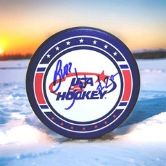 Miracle On Ice Buzz Schneider Signed USA Hockey Puck 1980 USA Hockey