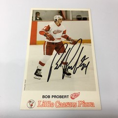 Bob Probert SIGNED Autograph Detroit Red Wings Little Caesars Photo Card 1987-88