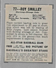 1948 LEAF BASEBALL CARD #77 ROY SMALLEY RC GRADED PSA 5 NQ MLB CHICAGO CUBS