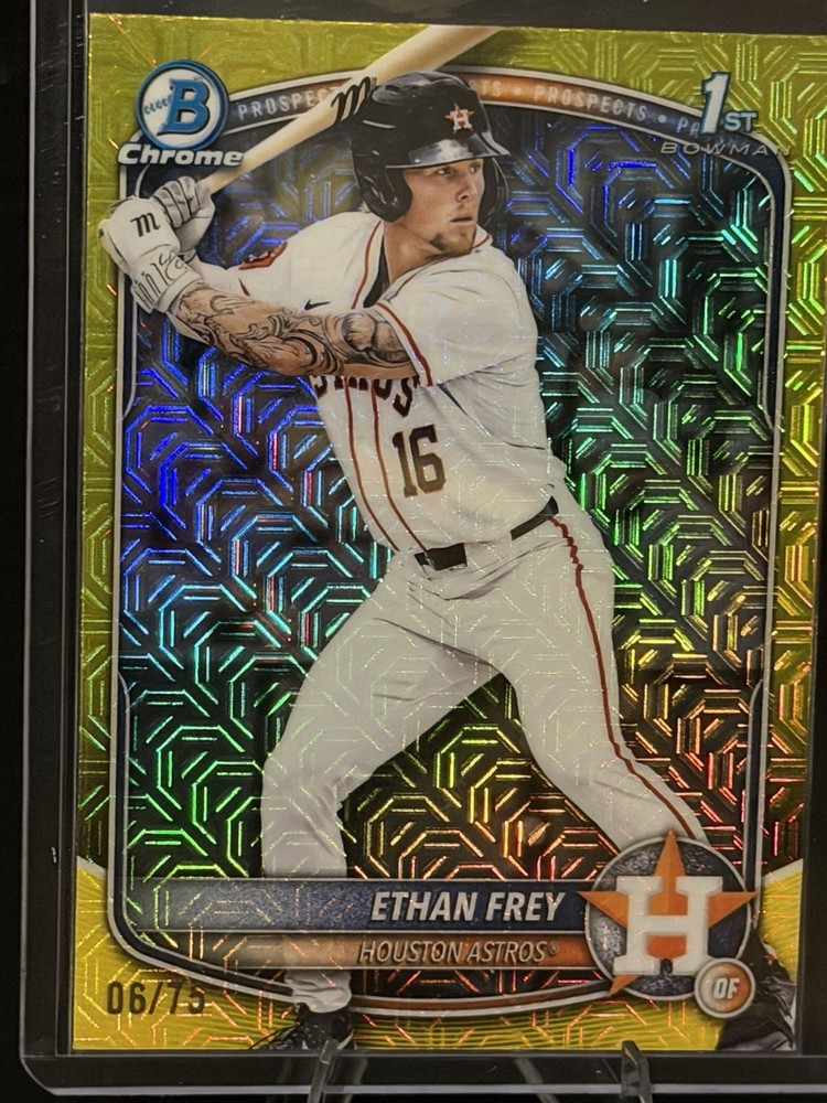 Bowman 2025 Draft Yellow Mojo Refractor 1st Ethan Frey #BDC-67 Astros /75