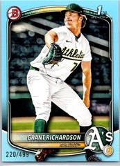 2025 Bowman 1st Sky Blue Border #BD-171 Grant Richardson #/499 Athletics