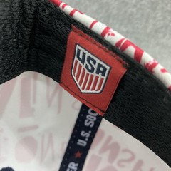 Men&rsquo;s U.S. Soccer White Red Navy All Over Print Cross Panel Snap Back Hat Cap