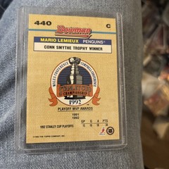 1992-93 Bowman #440 Mario Lemieux Conn Smythe Trophy Winner FOIL