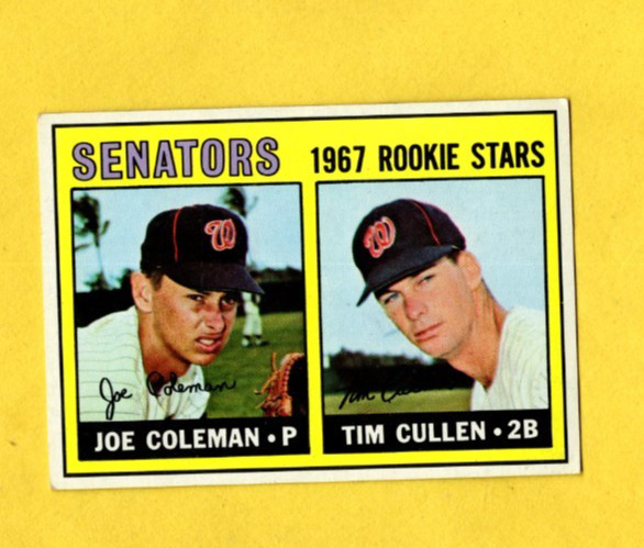 1967 Topps Washington Senators Rookies #167 Joe Coleman Tim Cullen EX/EX/MINT