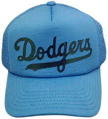 Los Angeles Dodgers Snapback Trucker Mesh Script Logo Printed B3