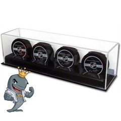 BCW Deluxe Acrylic Black Base Four Puck Display FREE SHIP