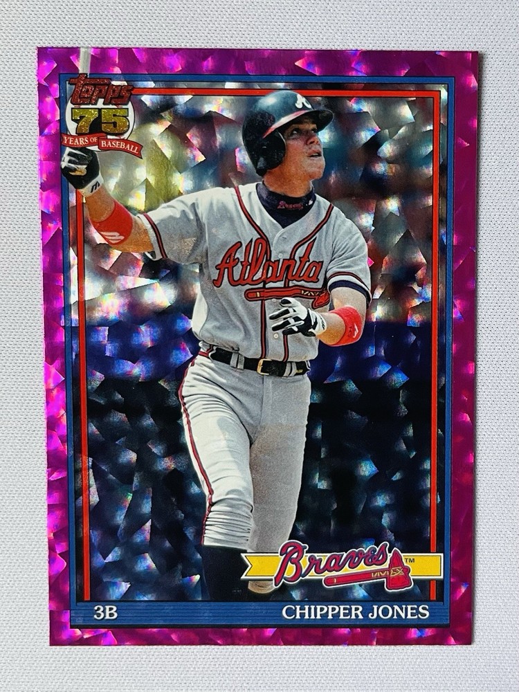Topps 2026 Series 1 Chipper Jones Braves #T91-13 Pink Crackleboard Foil