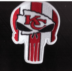 New 2 3/4 x 3 1/2&Prime; Kansas City Chiefs Skull Iron on Patch Free Ship