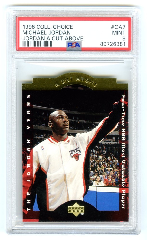 MICHAEL JORDAN~POP 91~1996 UD COLLECTOR&rsquo;S CHOICE A CUT ABOVE PSA-9 MINT CARD#CA7