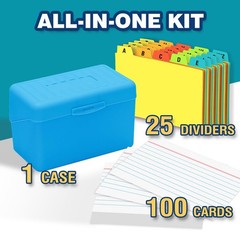 3×5 Index Card Holder Blue Organizer Desk Office Storage Box Index Card
