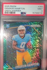 2025 Panini Prizm – PSA 9 Omarion Hampton #355 Green Shimmer Prizm /5 (RC)