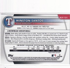 2025 BOWMAN CHROME #BCP-121 WINSTON SANTOS 46/100 STEEL- TEXAS RANGERS