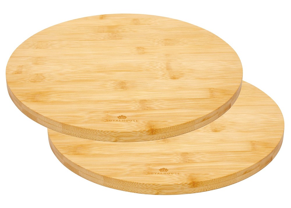 RoyalHouse Natural Bamboo Round Cutting Board for Kitchen, Pack of 2,