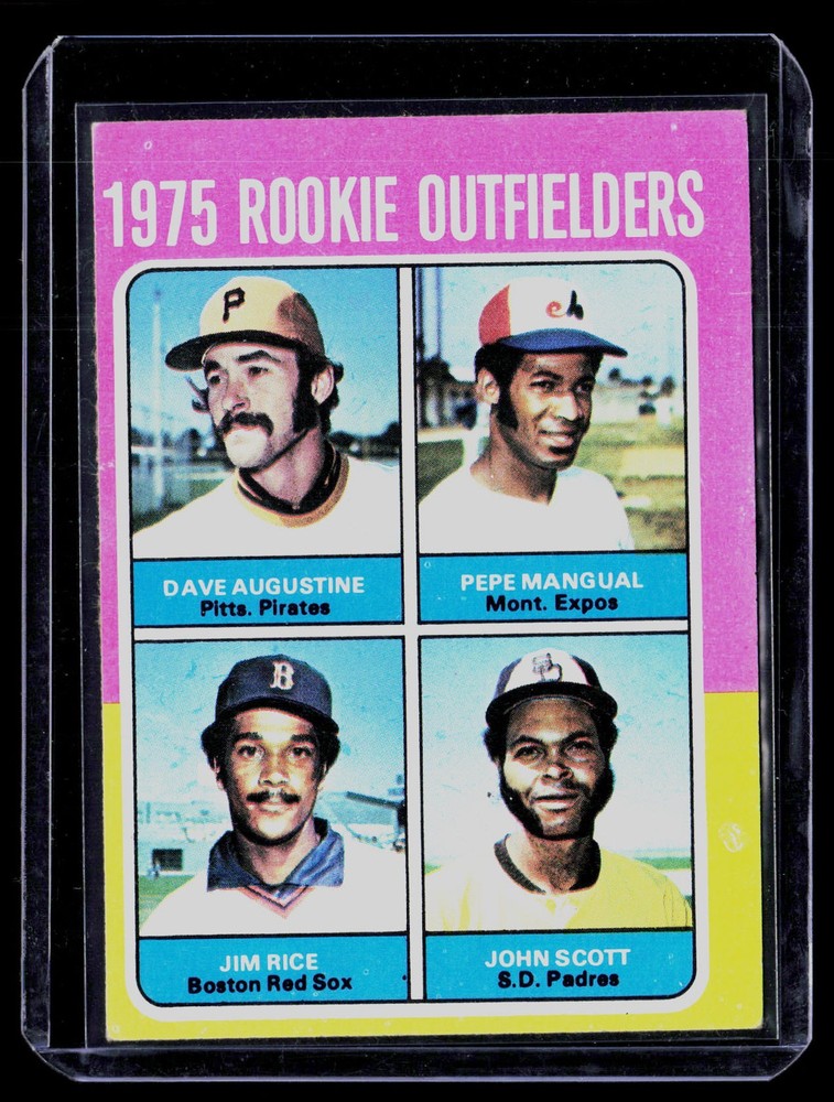 1975 Topps #616 1975 Rookies Dave Augustine Pepe Mangual Jim Rice John Scott