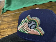 Colorado Rockies 10 Years Light Navy Black Corduroy New Era Fitted 7 5/8 PeachUV