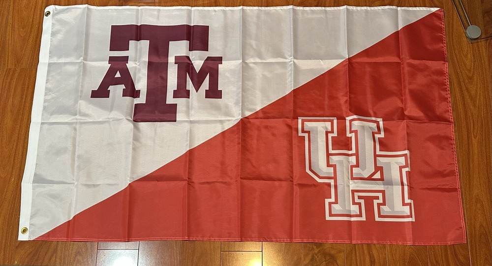 Texas A&M Aggies University of Houston Cougars House Divided Rivalry Flag 3×5’