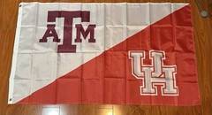 Texas A&M Aggies University of Houston Cougars House Divided Rivalry Flag 3×5’