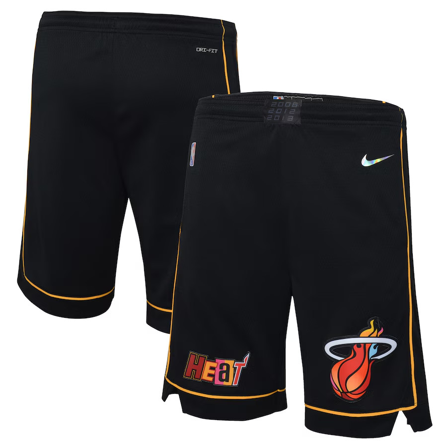 NEW Miami Heat Nike Kid Youth City Edition Courtside Swingman Shorts – Black
