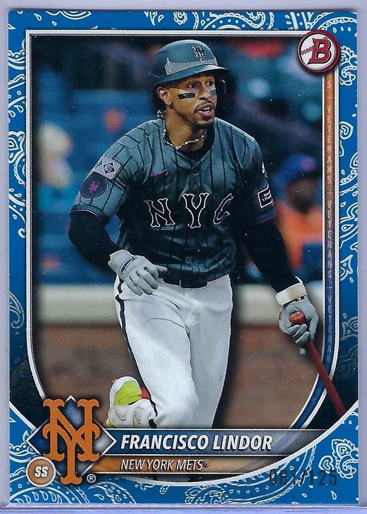 2025 Bowman paper parallels – neon green, blue, purple, fuchsia, sky blue, etc