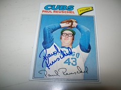 1977 TOPPS RC PAUL REUSCHEL AUTOGRAPH SIGNED AUTO #333 CHICAGO CUBS