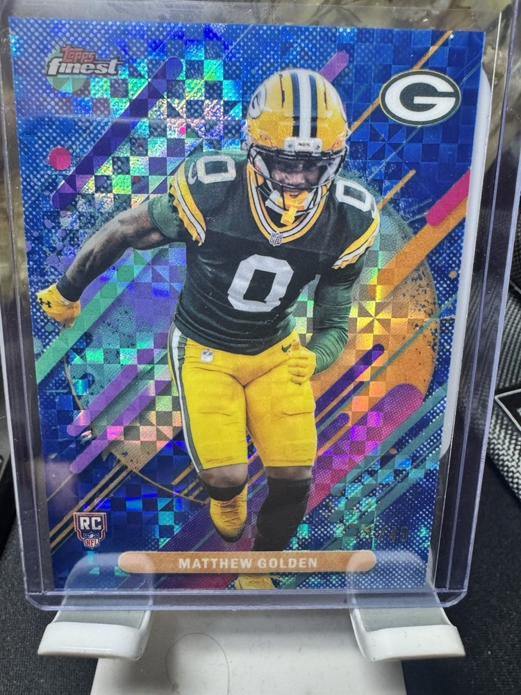 Matthew Golden – 2025 Topps Finest Rare RC ROOKIE! /49!! Blue Xfractor Packers