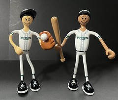 2 Vintage 2003 MLB Tampa Bay Devil Rays W/ Bat & Glove Bendable Baseball Players