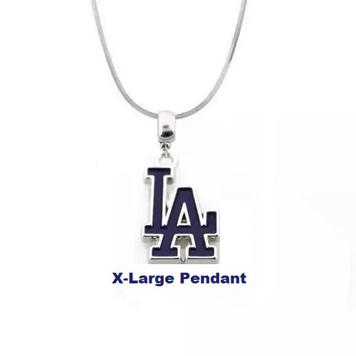 MLB Los Angeles Dodgers X-Large Team Logo Pendant Necklace on a .925 Snake Chain