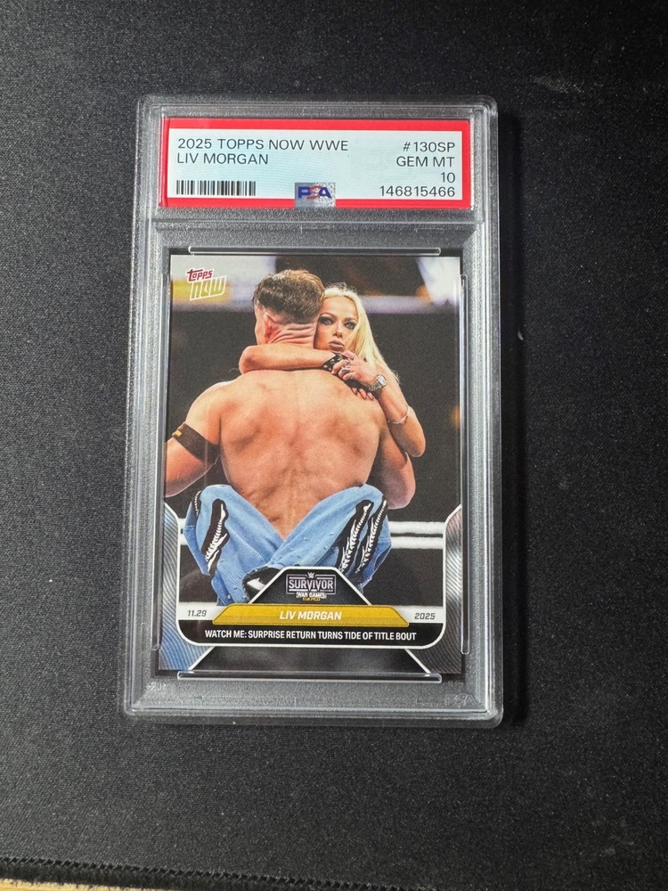 2025 Topps Now WWE #130SP Liv Morgan John Cena IMAGE VARIATION SP PSA 10